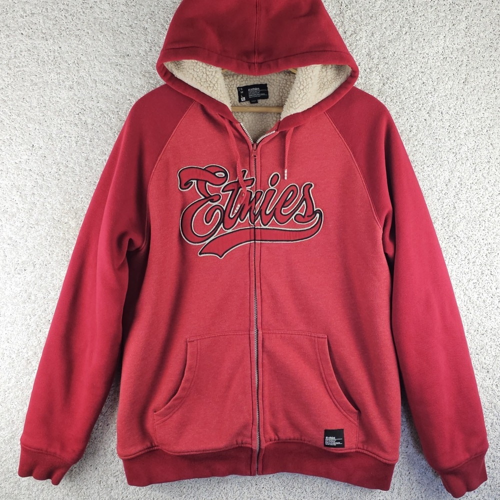 Etnies Skate Full Zip Sherpa Lined Hoodie Skate Cursive Grunge Mens XL 2010
